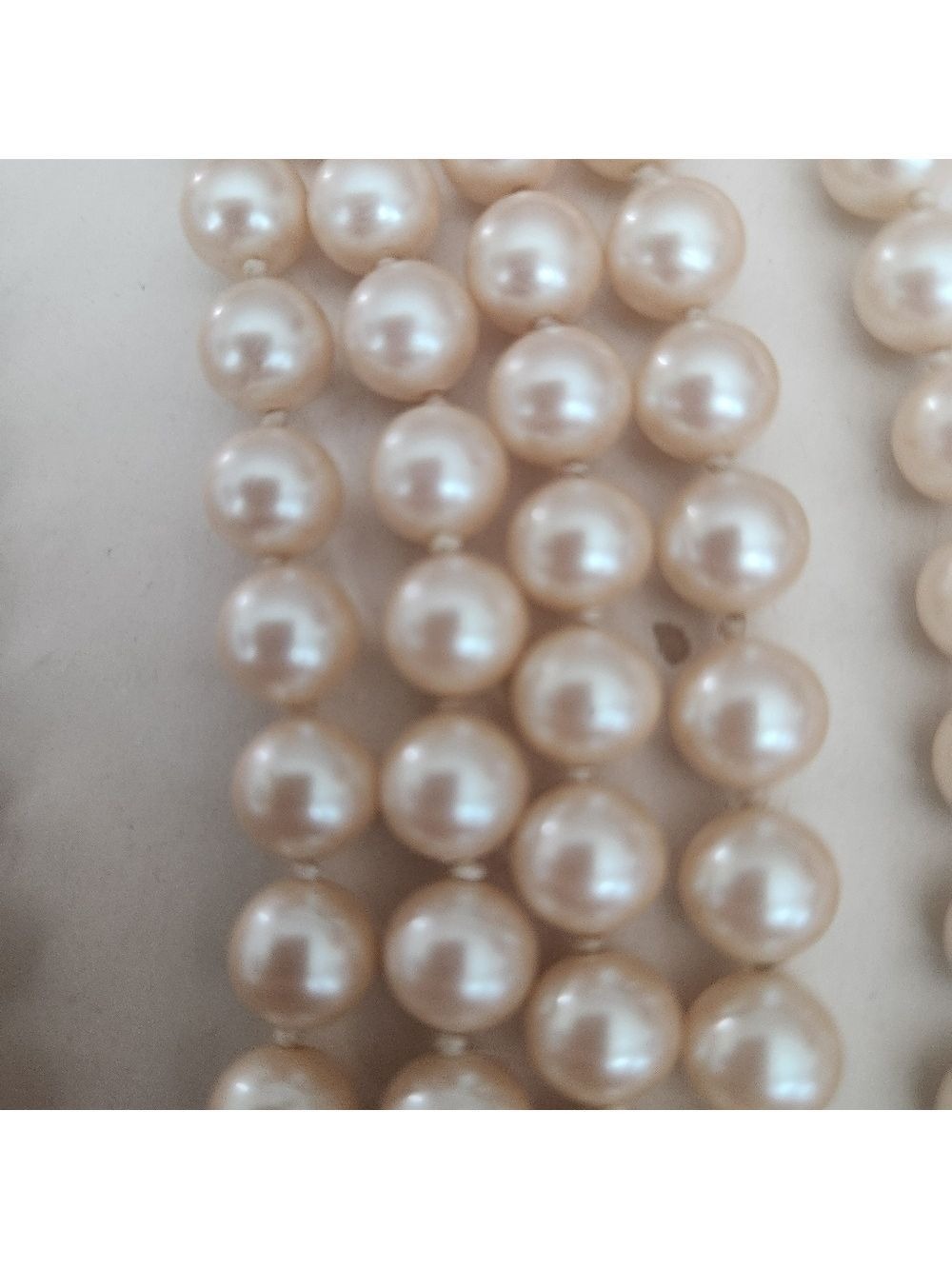VTG  DONALD STANNARD Gold tone Faux Pearl Multi Strand Beaded Necklace 16" - Picture 4 of 8